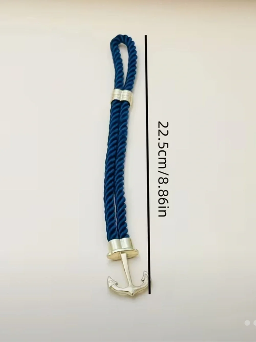 Men's Black Rope Bracelet with Silver Anchor Clasp